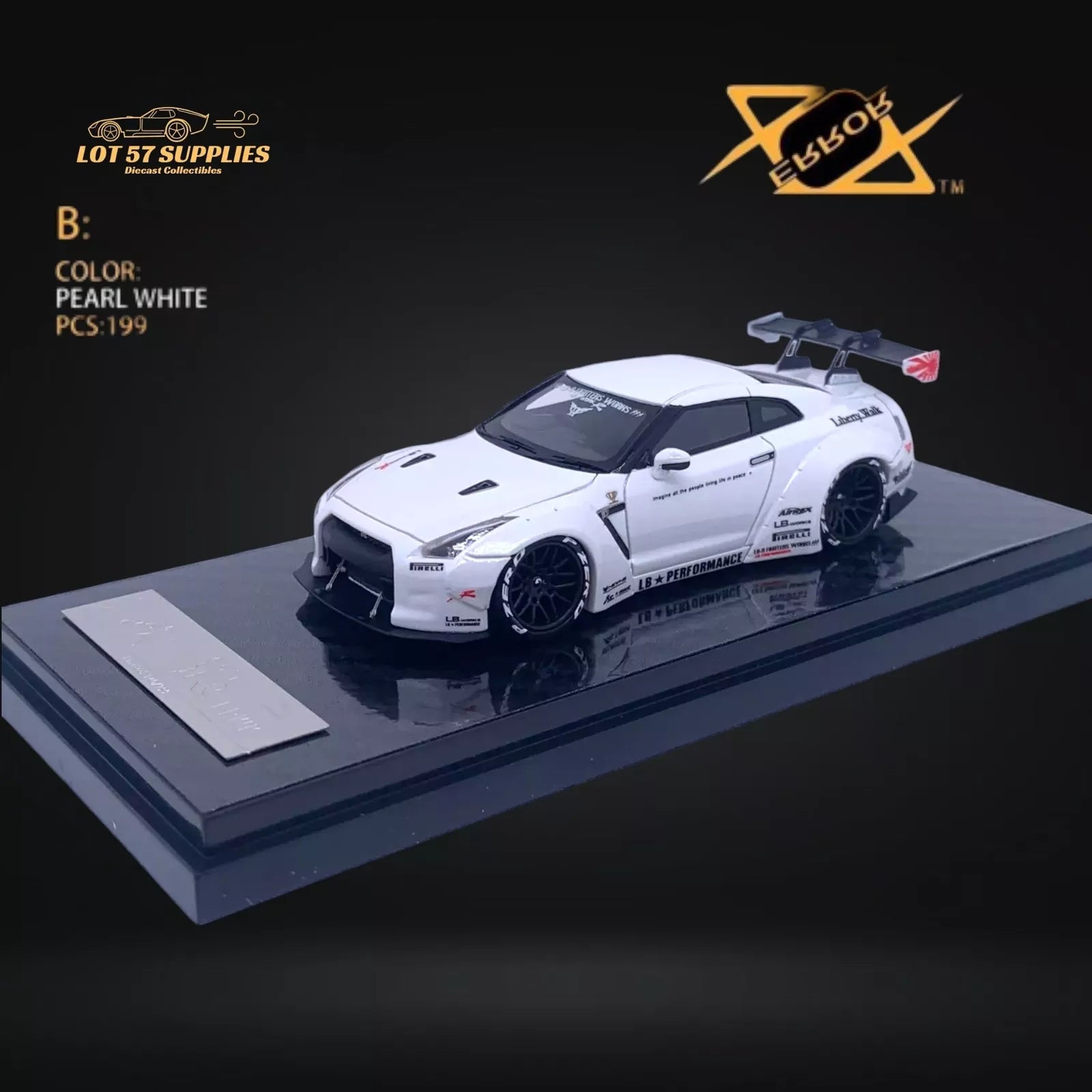 YM ERROR 404 1/64 日産 GT-R R35 LBWK ホワイト Error404 Nissan Skyline R35 LBWK Pearl White – Speedzone