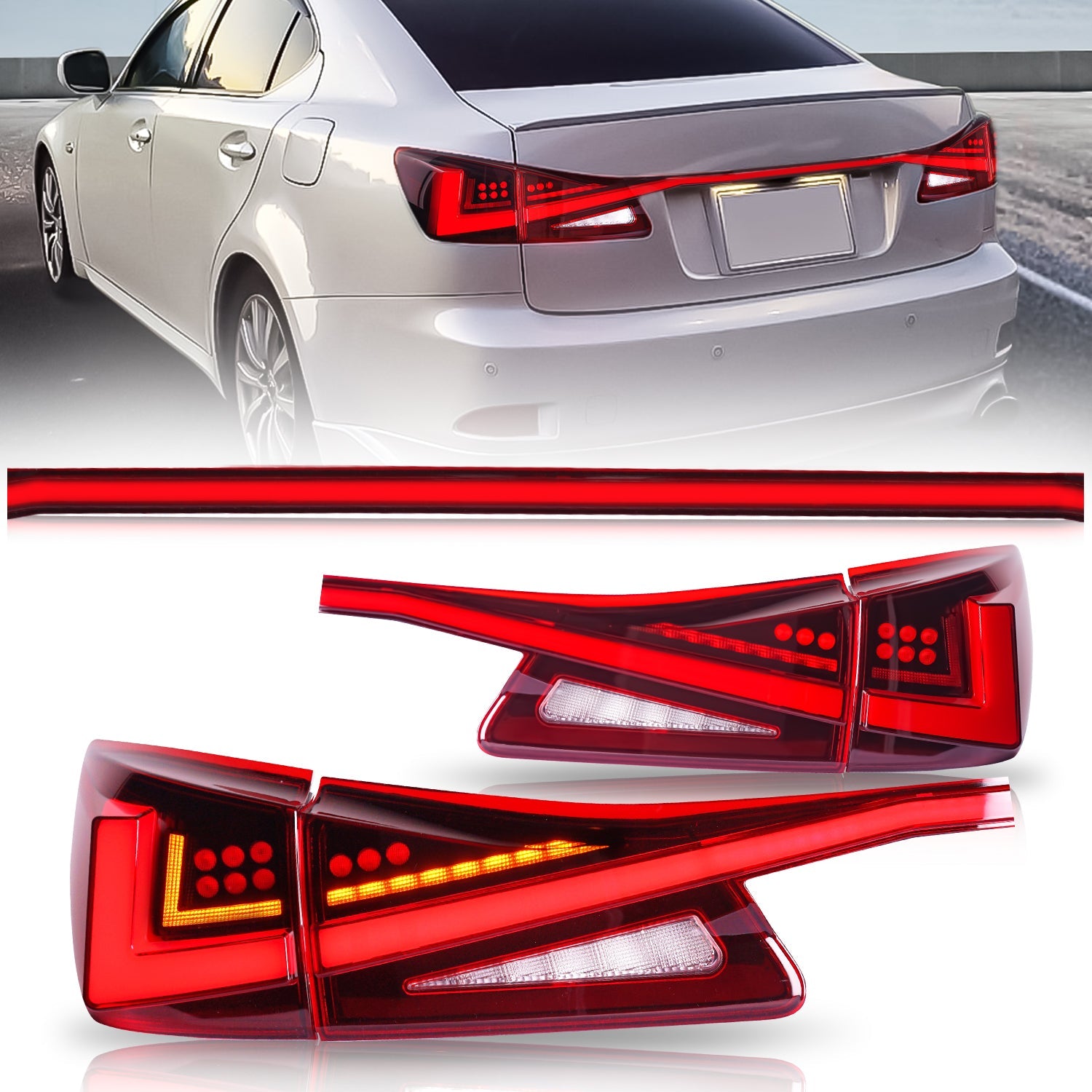 触媒　Prius50 alphard lexus is250 Full LED Tail Lights Assembly For Lexus IS250 2006-2012,with