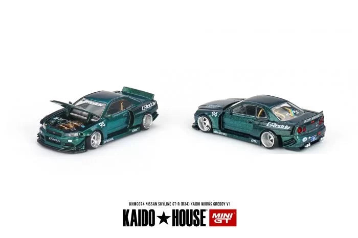Kaido House Nissan Skyline GT-R R34 Kaido Works Greddy V1 Green
