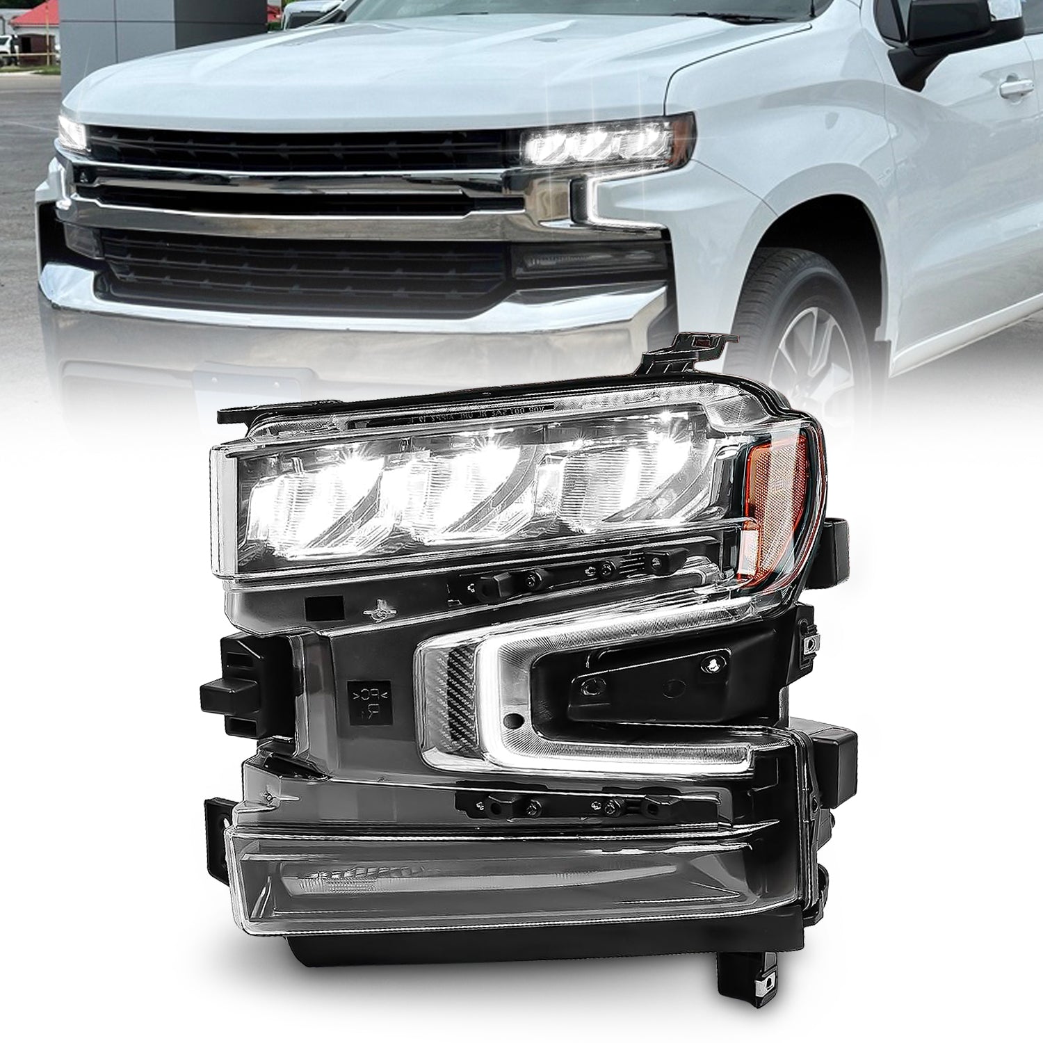 Full LED Headlight Assembly For Chevy Silverado 1500 2019-2021,OE factory  style – Speedzone Performance LLC