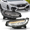ANZO 16-17 Honda Civic Projector Headlights Plank Style Black w/Amber/Sequential Turn Signal ANZO