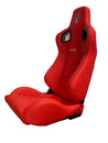 SPDZ1 Katana Seats Red Leather with White Cross Stitch Reclinable SPDZ1