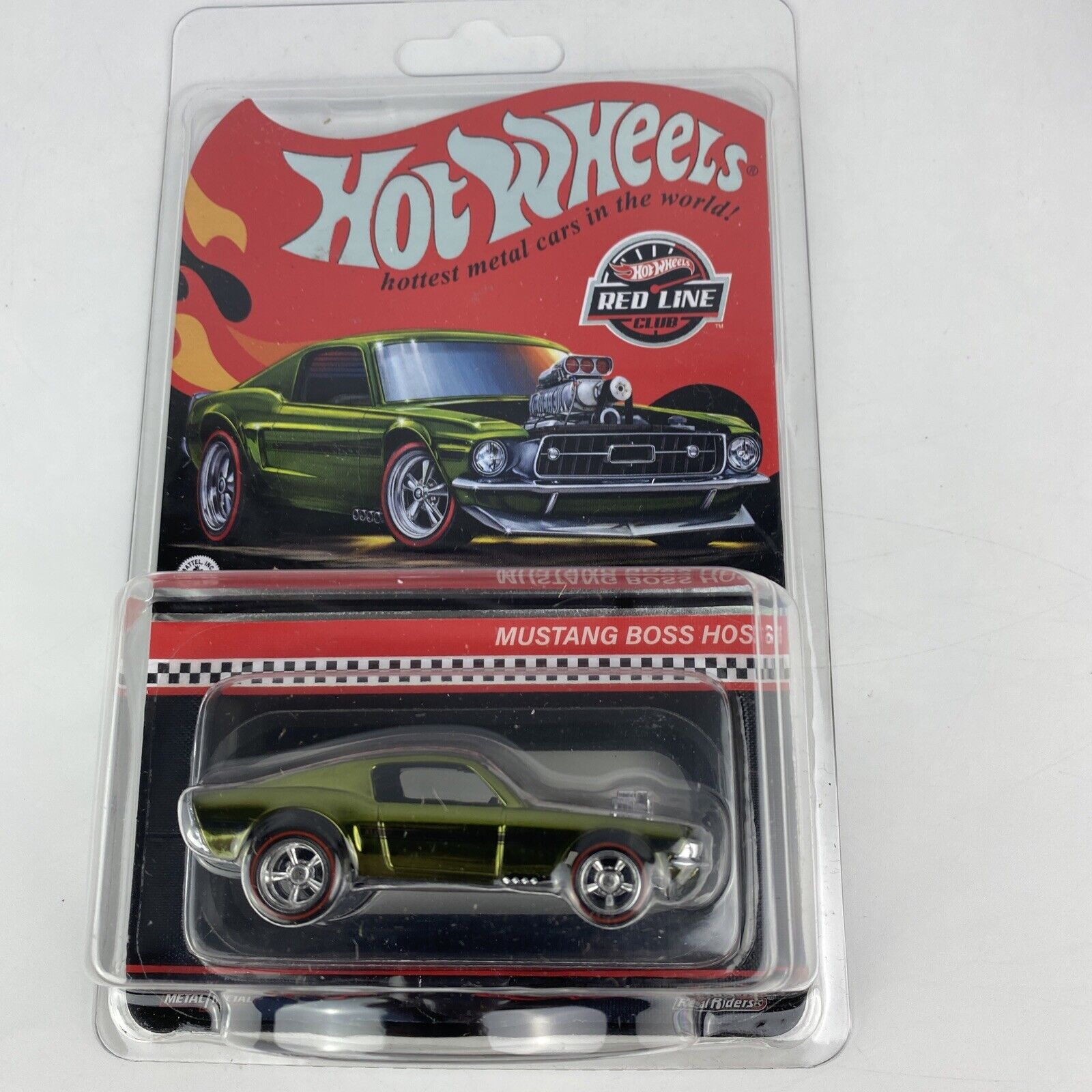 Hot Wheels RLC Mustang Boss Hoss Spectra Flame Olive Green
