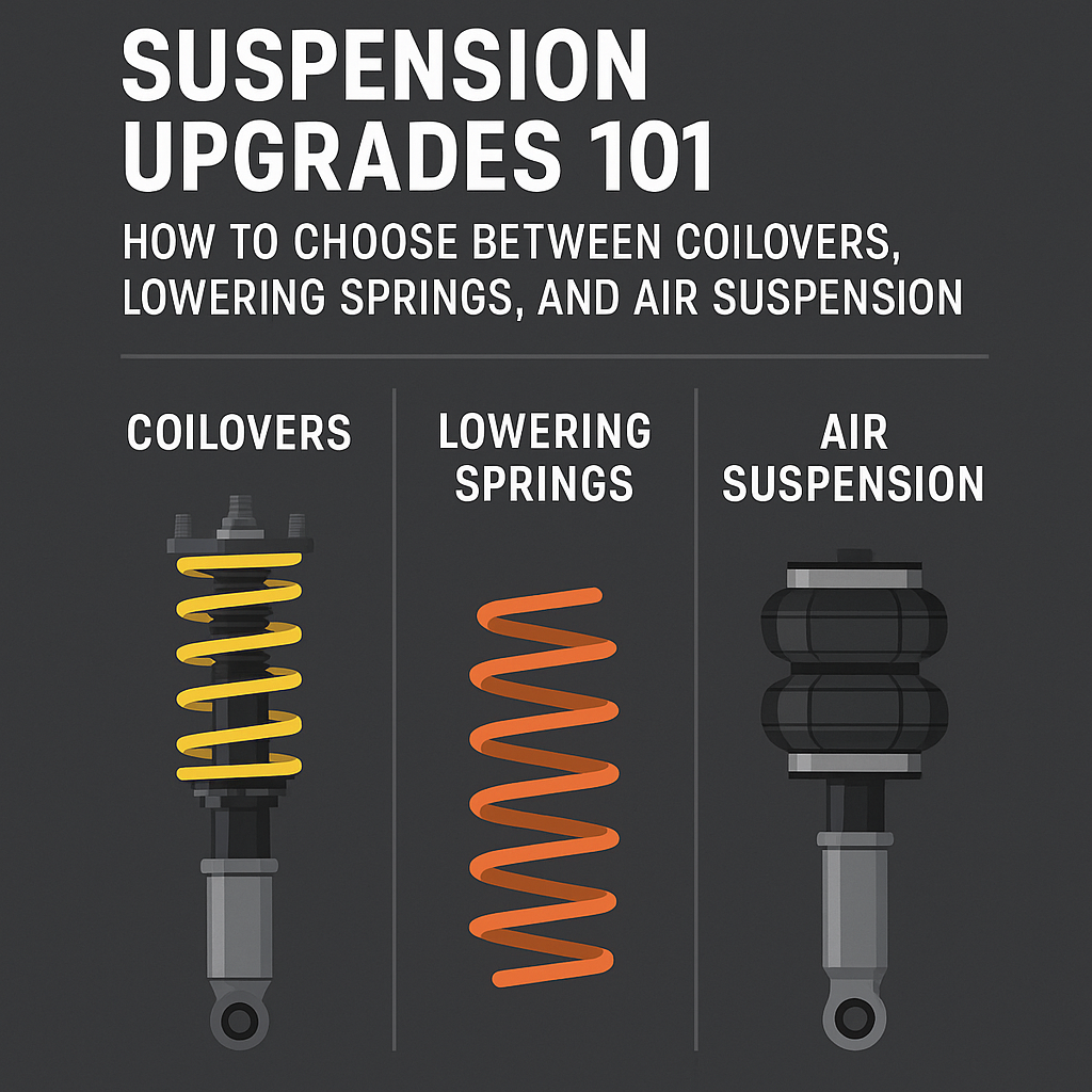Suspension Upgrades 101: How to Choose Between Coilovers, Lowering Springs, and Air Suspension