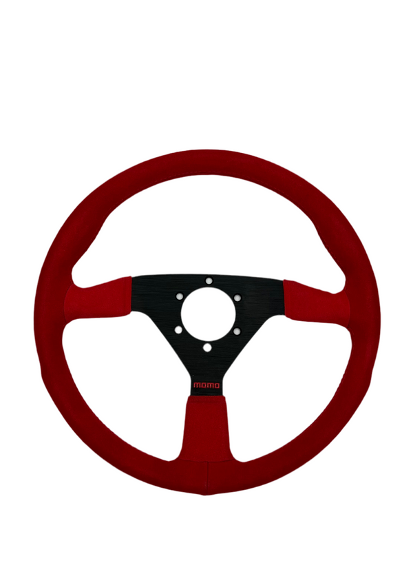 2nd Option Racing Momo Style Steering Wheel – Red Suede