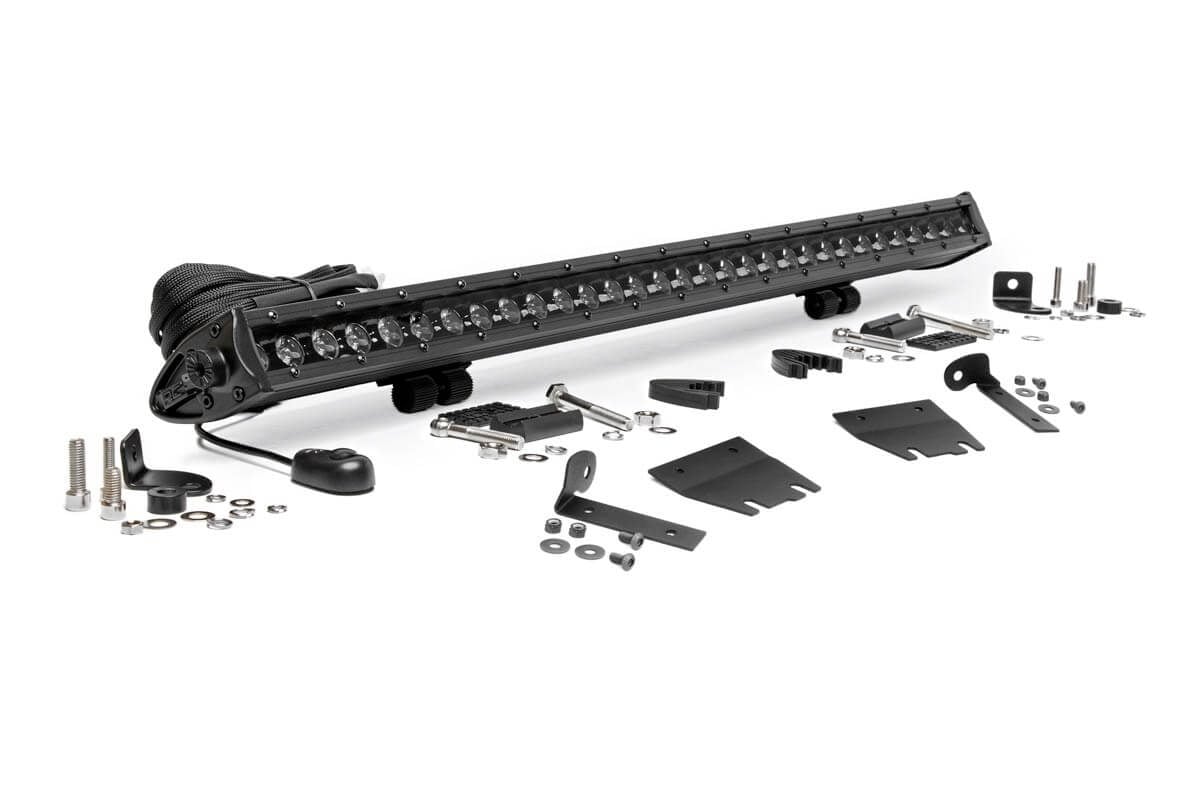 LED Light Kit | Hood Mount | 30" Black Single Row | Jeep Gladiator JT/Wrangler JL (18-25)