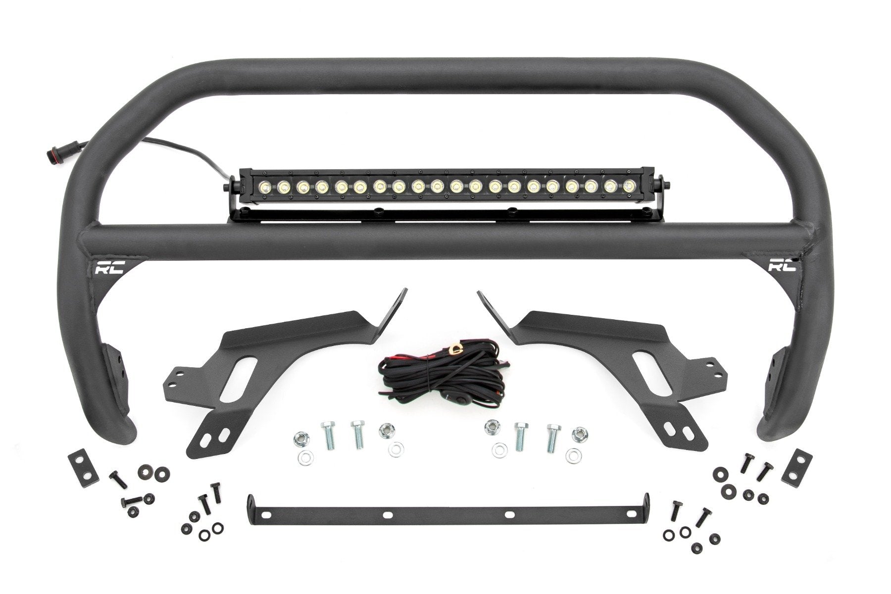 Nudge Bar | w/ Tow Hooks | 20 Inch BLK DRL Single Row LED | Ford Bronco Sport (21-24)
