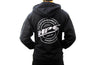 HPS Performance Products Black zip up hoodie jacket round logo gray serving the industry since 2007 mens jacket back large cotton polyester blend