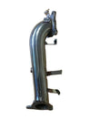 Metal exhaust pipe on a wooden floor