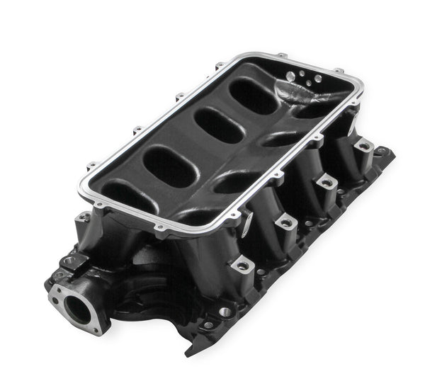 Black Ford 351W (9.5" Deck) Ford Hi-Ram Intake Manifold Base