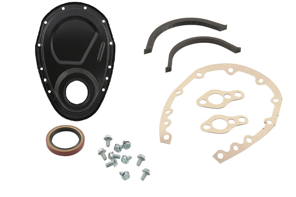 Mr. Gasket Timing Cover Kit - Flat Black - Small Block Chevy