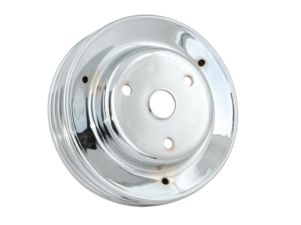 Mr. Gasket Crankshaft Pulley - Chrome - Triple Groove