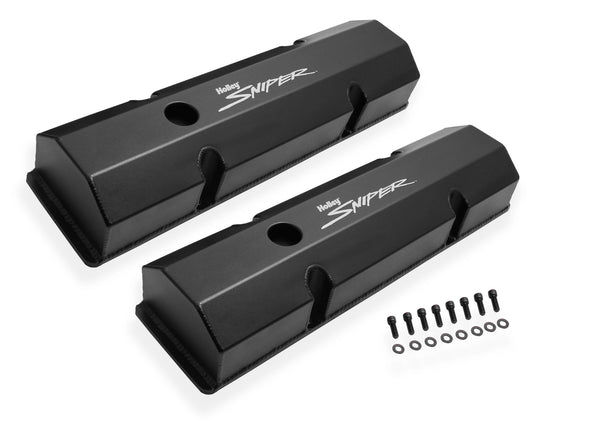 Sniper Valve Cover - Fabricated Aluminum - SBC - Perimeter Bolt - Flat - Black