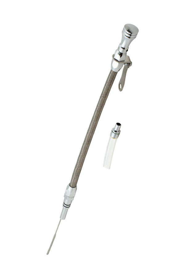 Mr. Gasket Engine Oil Dipstick & Tube - Braided Stainless Steel