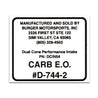 Replacement CARB Sticker - Burger Motorsports 