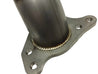 Metallic exhaust pipe fitting on a white background
