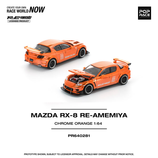 Pop Race Mazda RX-8 RE-Amemiya Chrome Orange 1:64 Diecast