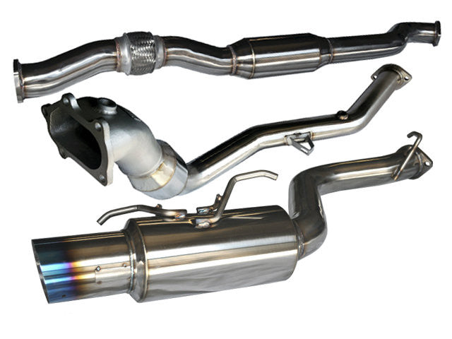 Tsudo 08-12 WRX / STI 5Dr S2 Burnt Tip 3" Cat-back Exhaust + Hi-Flow cat Downpipe