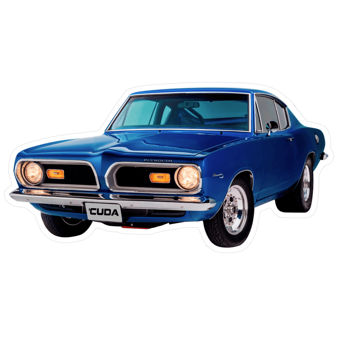 Plymouth Barracuda 'CUDA Muscle Car Vinyl Decal / Sticker, Blue ...