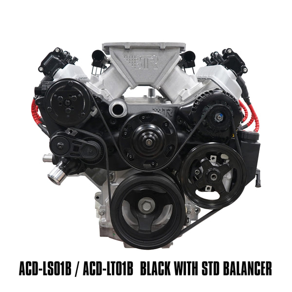 BTR HYPERDRIVE FRONT ACCESSORY DRIVE KIT - LS - BLACK - ACD-LS01B