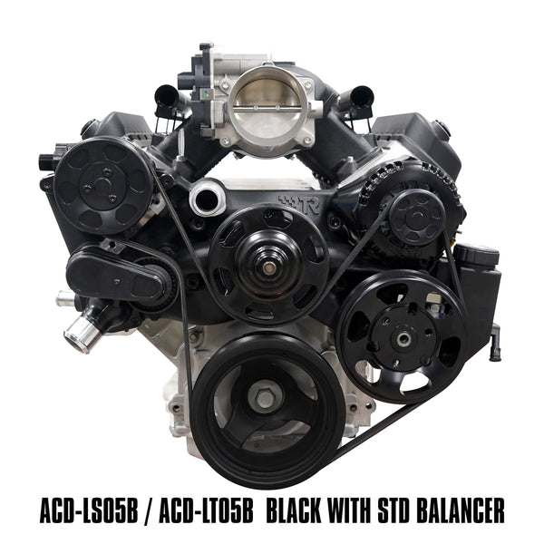 BTR HYPERDRIVE FRONT ACCESSORY DRIVE KIT - LS - BLACK - DRESS KIT - ACD-LS05B