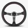 The Classic | Black Leather | Graphite Spoke | Red Stitch - JackSpania Racing