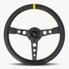 The Daytona | Black Leather | Black Spoke | Yellow Stitch - JackSpania Racing