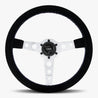 The Daytona | Black Alcantara Suede | Silver Spoke | Bavarian Stitch - JackSpania Racing