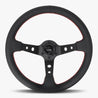 The Daytona | Black Perforated Leather | Black Spoke | Red Stitch - JackSpania Racing