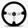 The Daytona | Black Alcantara Suede | Silver Spoke | White Stitch - JackSpania Racing
