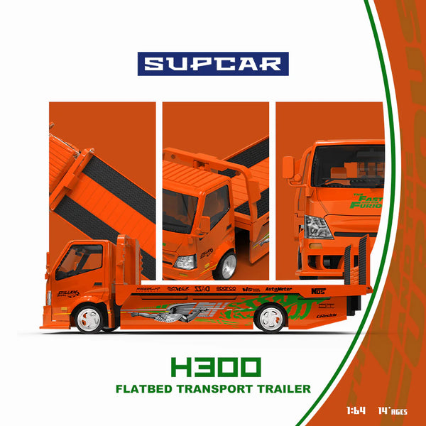 SUPCAR H300 Fast & Furious Orange Flatbed Transporter 1:64