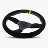 The Performa | Black Alcantara Suede | Black Spoke | Yellow Stitch - JackSpania Racing