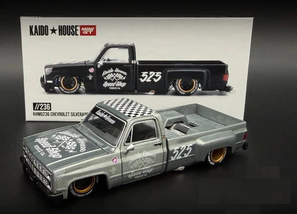 CHASE! Kaido House x Mini GT 1:64 Chevrolet Silverado Dually Hot Rod V1 Black KHMG236