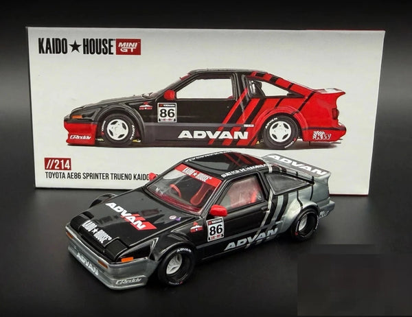 CHASE! Kaido House X Mini GT 1:64 Toyota AE86 Sprinter Trueno Kaido ADVAN #214