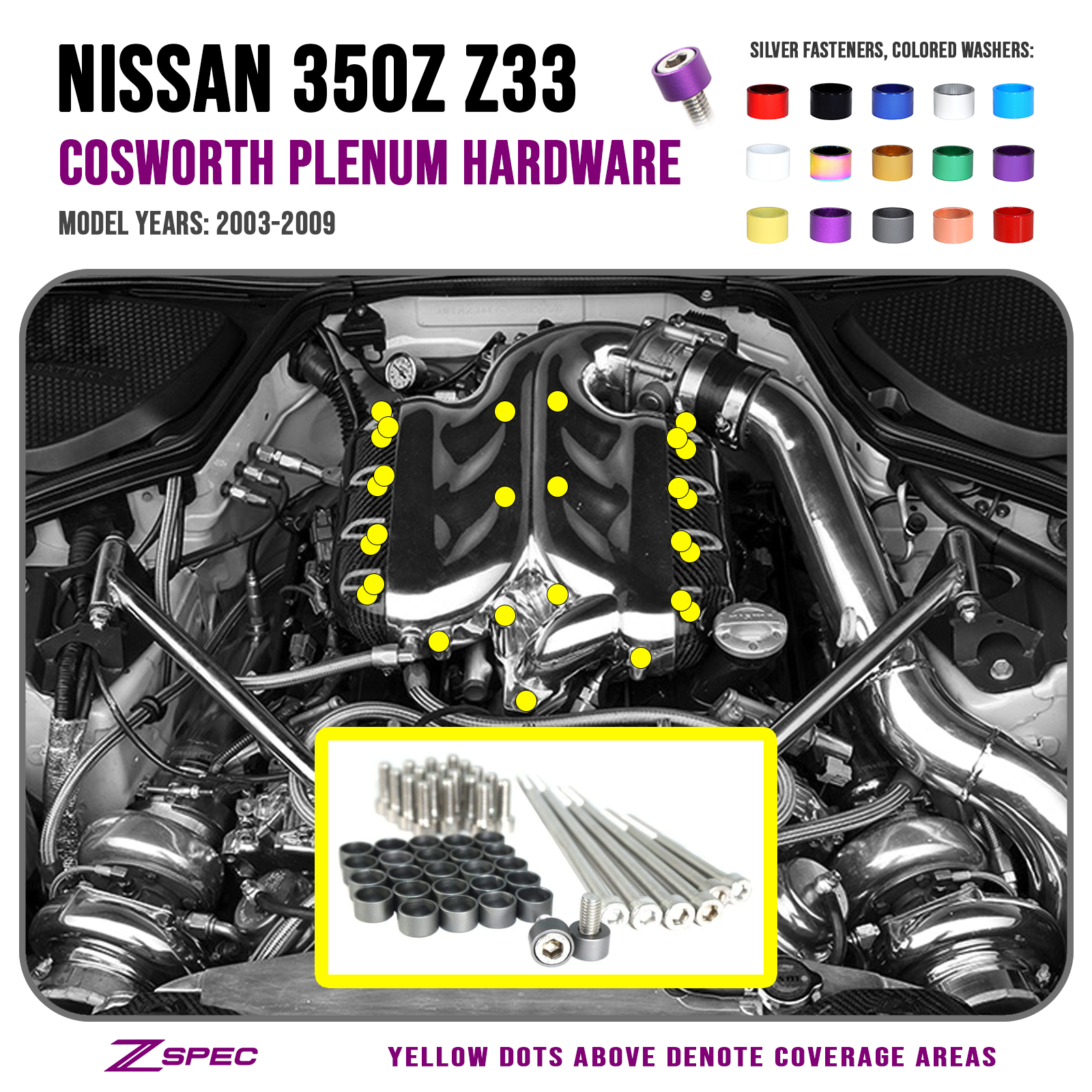 ZSPEC Plenum Fastener Kit for '03-06 Nissan 350z COSWORTH Plenum ...
