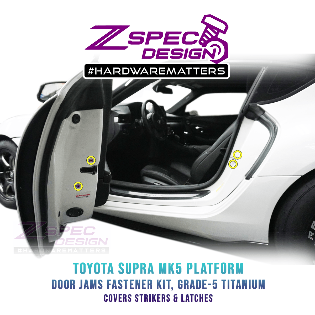 ZSPEC Dress Up Bolts® Fastener Kit, Door Jams Area for Toyota Supra MK5, Titanium