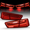 ANZO 2012-2018 Audi A6 LED Taillight Black Housing Red/Clear Lens 4 pcs (Sequential Signal) ANZO