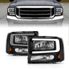 ANZO 99-04 Ford F250/F350/F450/Excursion (excl. 99) Crystal Headlights - w/ Light Bar Black Housing ANZO