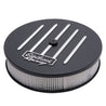 Edelbrock Air Cleaner Racing Series Round Aluminum Top Cloth Element 14In Dia X 3 125In Dropped Base Edelbrock
