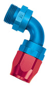 Russell Performance Swivel Hose End Assy #10 AN Male SAE Port to #8 Hose 90 Deg Red/Blue Anodized Russell