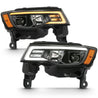 ANZO 2017-2018 Jeep Grand Cherokee Projector Headlights w/ Plank Style Switchback - Black w/ Amber ANZO