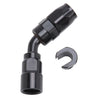 Russell Performance 3/8in SAE Quick Disc Female to -6 Hose Black 45 Degree Hose End Russell
