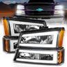 ANZO 2003-2006 Chevrolet Silverado 1500 Crystal Headlights w/ Light Bar Black Housing ANZO