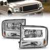 ANZO 99-04 Ford F250/F350/F450/Excursion (excl. 99) Crystal Headlights - w/ Light Bar Chrome Housing ANZO