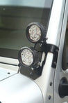 Rugged Ridge 07-18 Jeep Wrangler JK Semi-Gloss Black Round A-Pillar LED Light Mount Kit Rugged Ridge