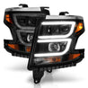 ANZO 2015-2020 Chevy Tahoe Projector Headlights Plank Style Black w/DRL ANZO