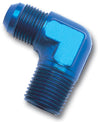 Russell Performance -10 AN to 1/2in NPT 90 Degree Flare to Pipe Adapter (Blue) Russell