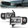 ANZO 94-02 Dodge RAM Crystal Headlight - w/ Light Bar Black Housing ANZO