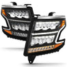 ANZO 15-20 Chevy Tahoe/Suburban LED Light Bar Style Headlights Black w/Sequential w/DRL w/Amber ANZO