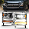 ANZO 16-18 Chevrolet Silverado 1500 LED Projector Headlights w/Plank Style Switchback Chrome w/Amber ANZO